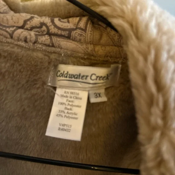 Coldwater Creek Tan Patterned Teddy Jacket - Picture 3 of 5